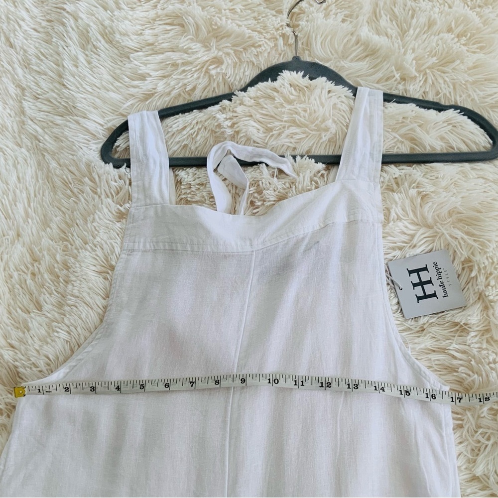 HAUTE HIPPIE STYLE Brilliant White Linen Blend Swimsuit Cover-up Jumpsuit - Picture 5 of 13